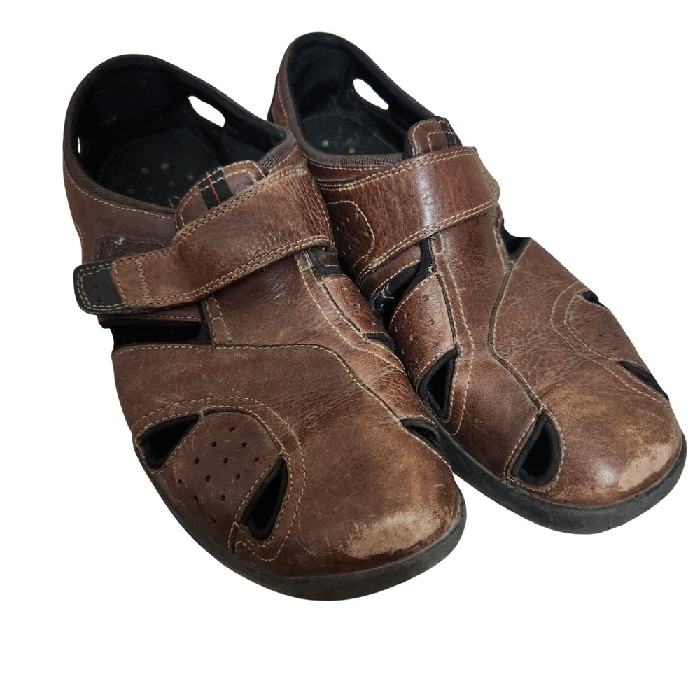Clarks Brown Leather Fisherman Sandals Mens Size 10M Casual Comfort Shoes‎